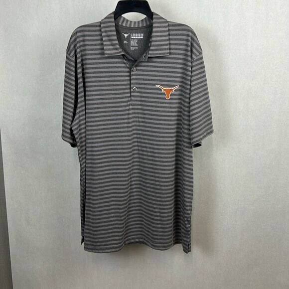 Longhorn Apparel Polo Shirt Gray Stripe Mens Sz 2XL Short Sleeve UT Texas - Picture 1 of 8